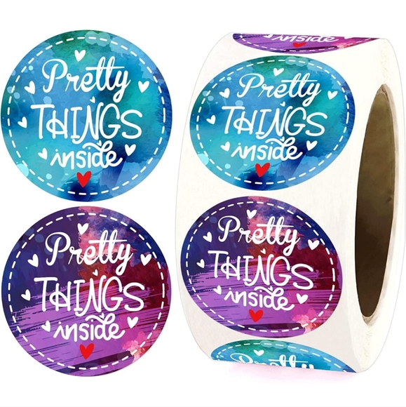 50 ct  are 2 x 2 Inch  Watercolor PRETTY THINGS INSIDE stickers - Picture 8 of 8